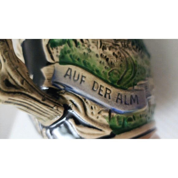 Beer Stein with Lid Western Germany da ist es schon auf der Alm Mountain Meadow - Picture 7 of 10